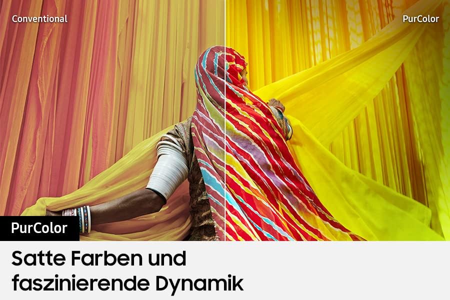 Image comparing conventional color display with PurColor technology.