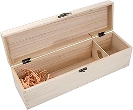 Scatola in Legno per Vino, Cassetta Legno Vino 1 Bottiglia, Scatola per Vino da Decorare con Coperchio, Scatola di Presentazione Legno Naturale, Porta Bottiglia di Vino Regalo per Natale, 35x9,8x10cm