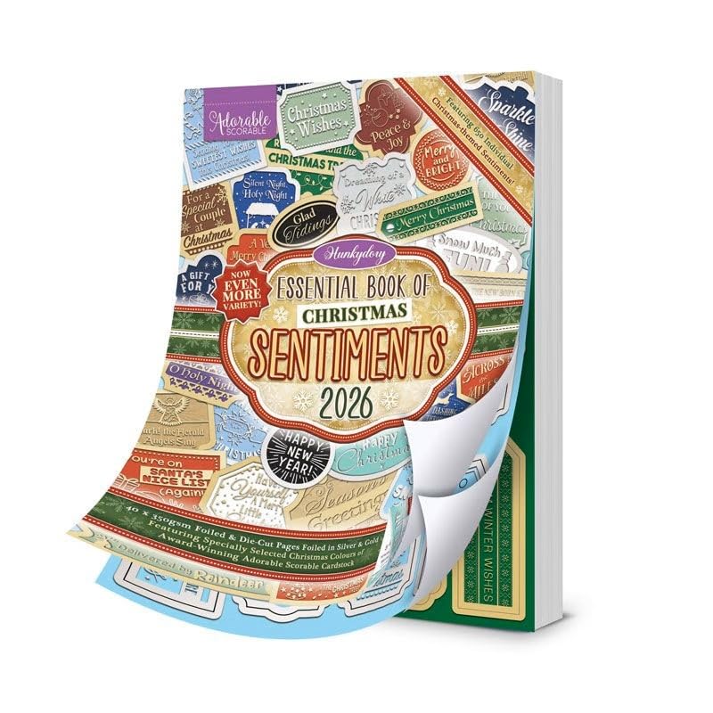 Hunkydory Essential Book of Christmas Sentiments 2026 - Contains 650 Foiled and die-Cut sentiments - EBK176