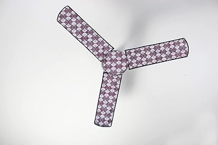 The Furnishing Tree Waterproof & Dustproof Three Blade Ceiling Fan Cover with Attachable End EnclosureSet of 2 Fan Covers Counterchange Grey