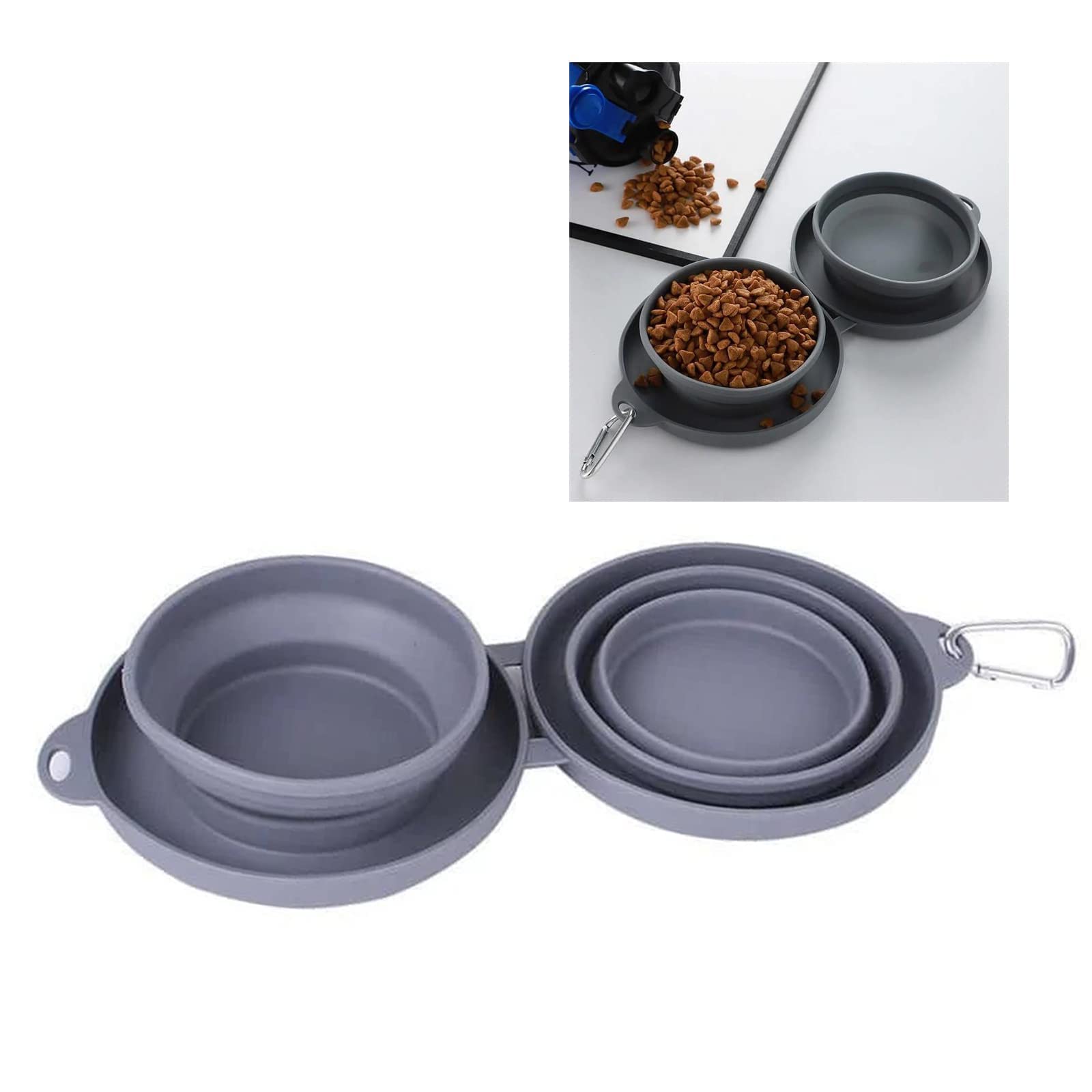 Set da viaggio per cani, ciotola pieghevole ed espandibile, per cibo e acqua, ciotola da viaggio portatile