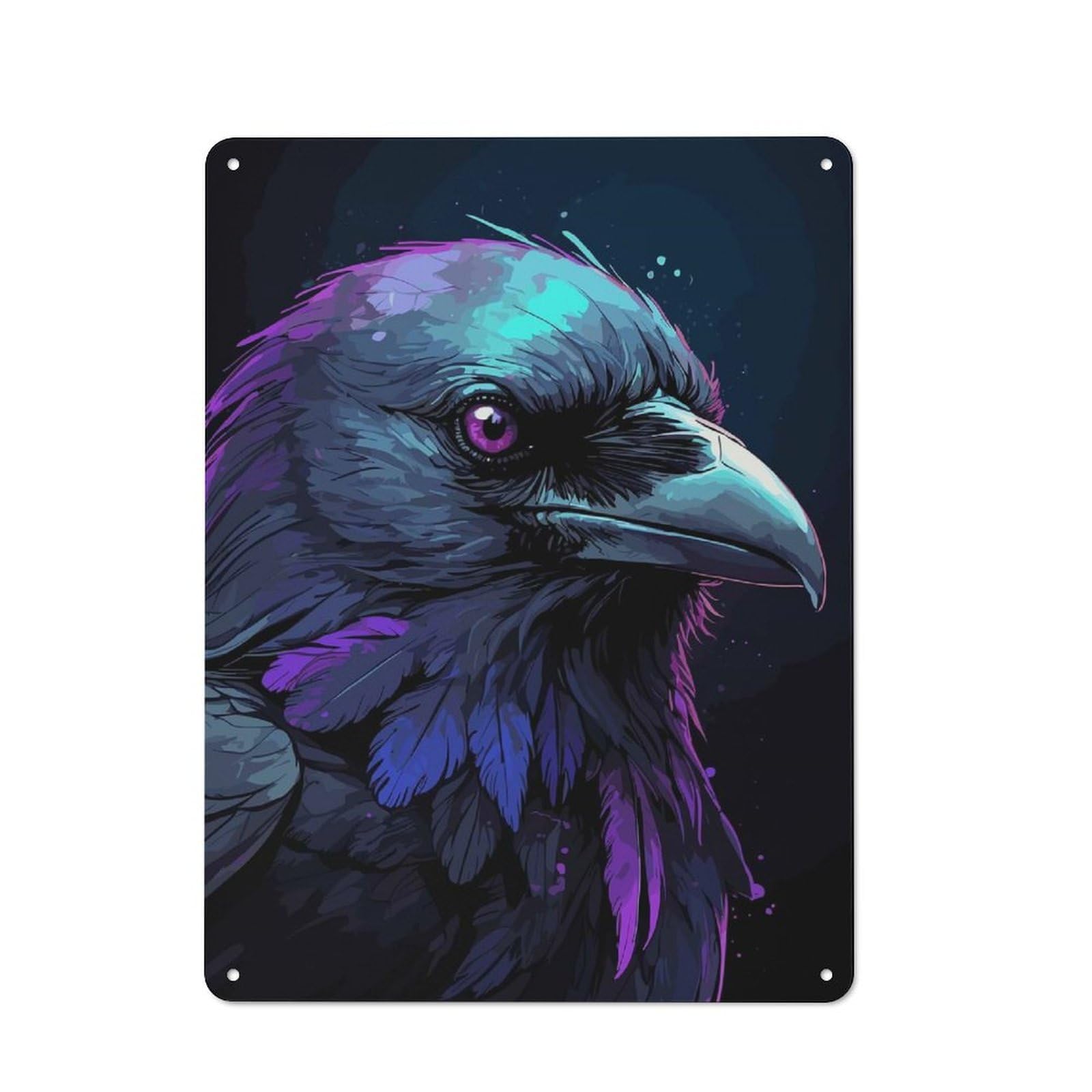 Junmoney Crow Animal Wild Country Metal Wall Decor 40X30cm, Country Metal Sign For Kitchen, Cottage, Porch Or Garden Room