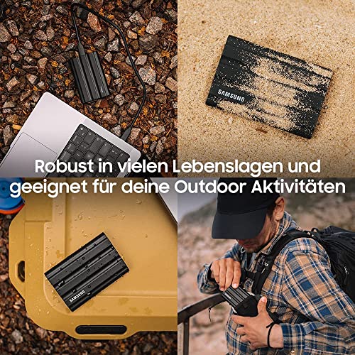 Samsung Portable SSD T7 Shield (MU-PE2T0S/EU), 2 TB, USB 3.2 Gen.2, 1.050 MB/s Lesen, 1.000 MB/s Schreiben, Schwarz + Amazon Basics Festplattentasche, schwarz – Bild 8