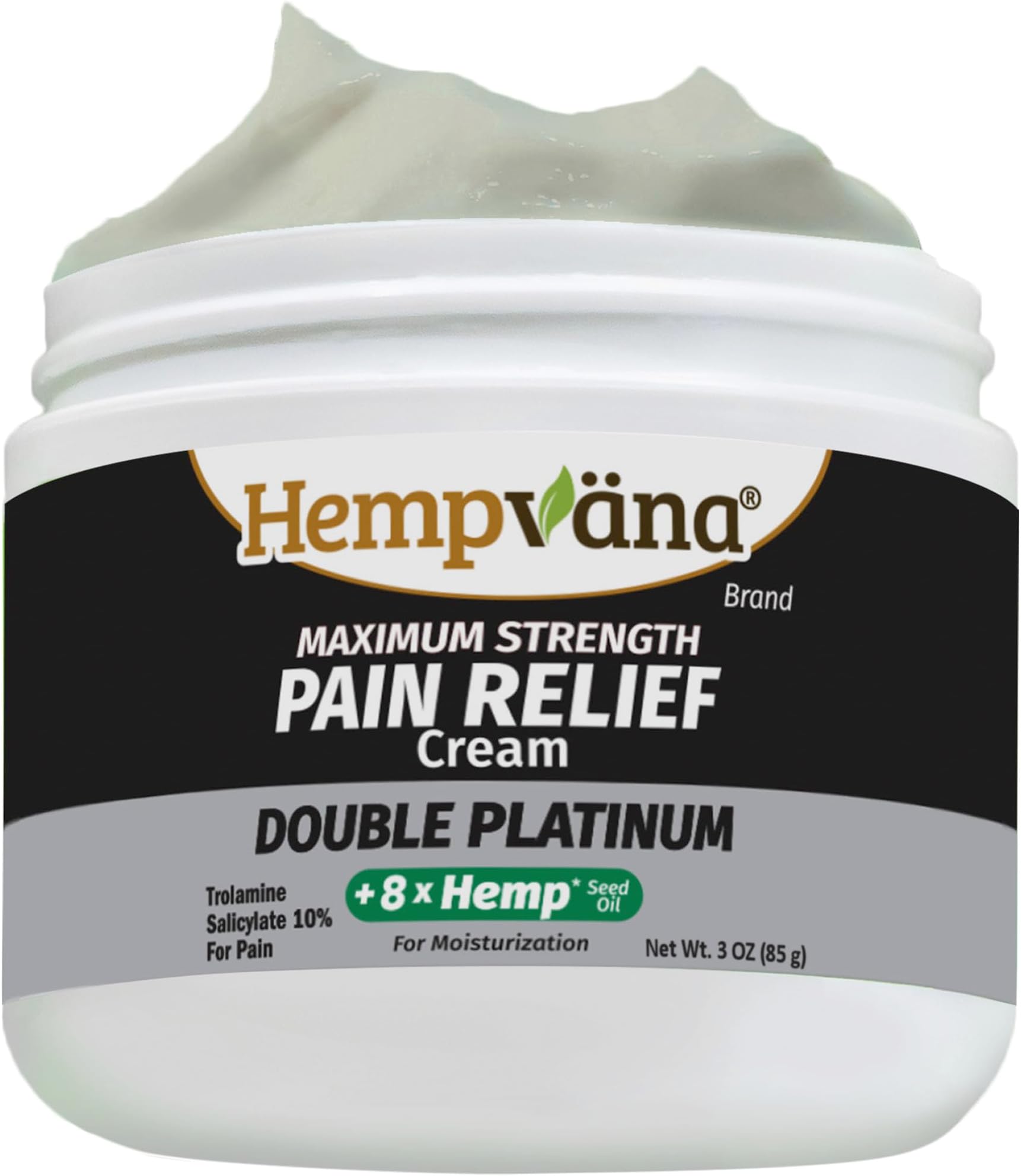 Hempvana Double Platinum Relief Cream. 8X Hemp Extract & Maximum Strength for Back, Neck, Knees, Shoulders & More. AS SEEN ON TV. Odor-Free, Non-Greasy, Quickly Absorbs, 8X More Hemp, 3 Oz Jar