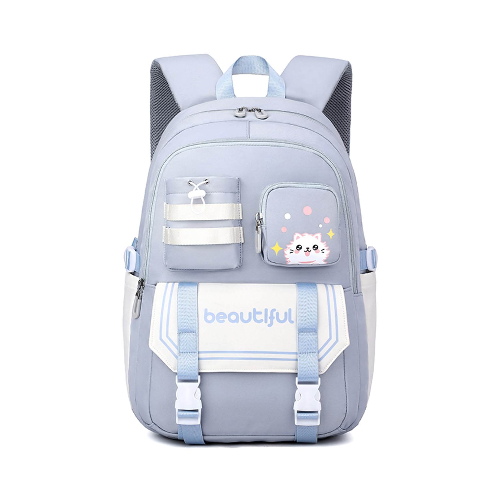 FANDARE Kinderrucksack Für Schule & Kindergarten - 29x16x40cm, Wasserabweisend, Mit Plüsch-Accessoire, Weiß