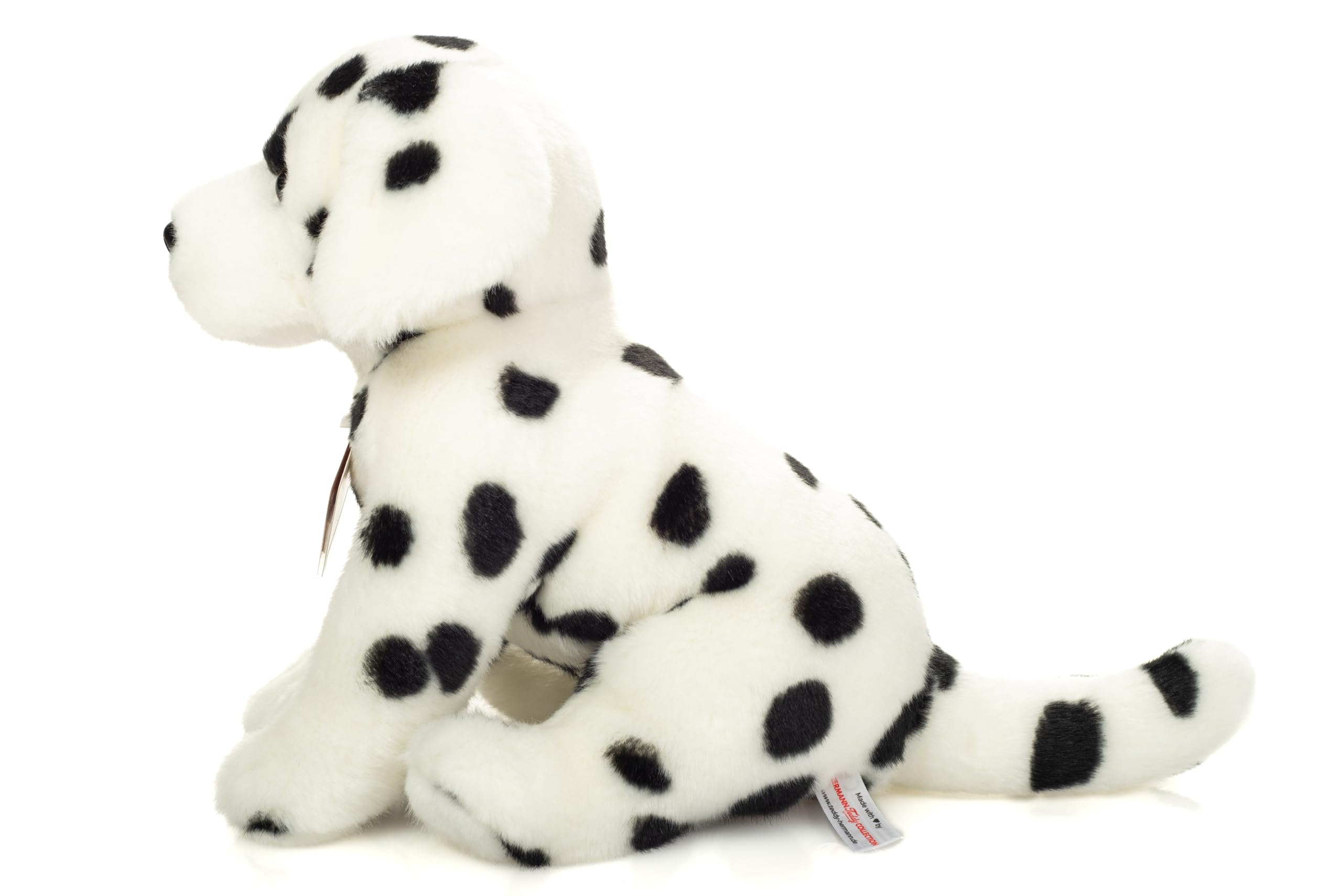 Teddy Hermann 91994 Dalmatyńczyk siedzący 27 cm, przytulanka, zrównoważona pluszowa zabawka z materiałów pochodzących z recyklingu
