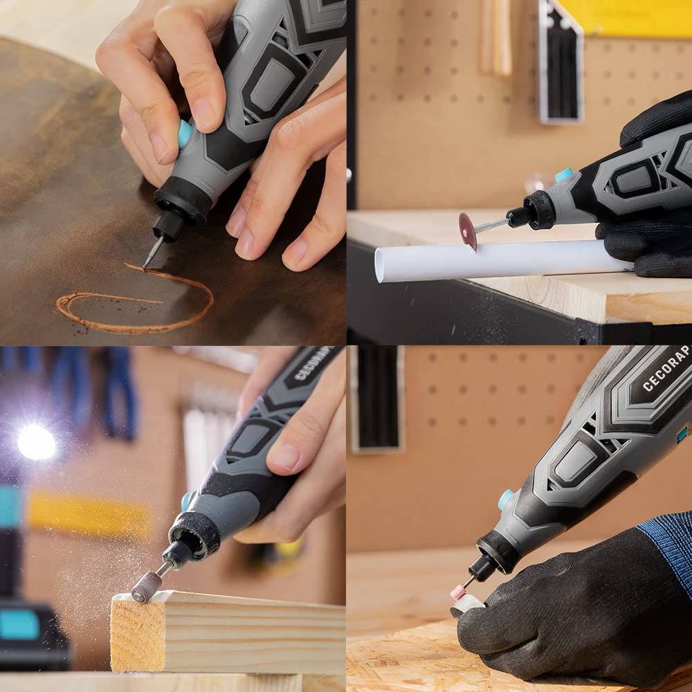Cecotec Precyzyjne narzędzie obrotowe CecoRaptor Perfect Polish&Sand 1200 Ultra. Bateria 12V i 1500 mAh, Prędkość bez ładowania 25000 obr/min, Autonomia 60 min, Zestaw 60 Akcesoria