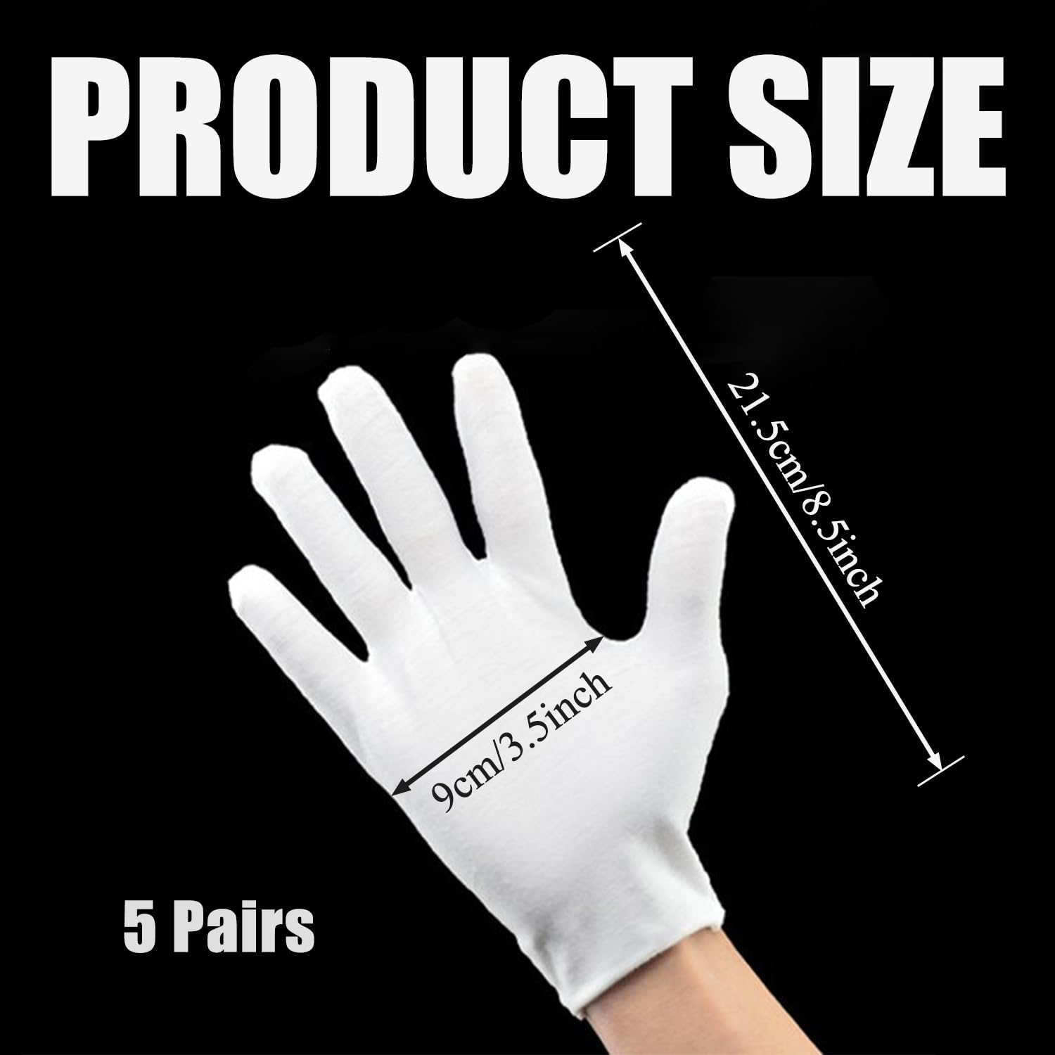 SYEYCW 5 works White Cotton Gloves, Unisex Ladies Men White Magicians Gloves, One Size Fits All - Image 2