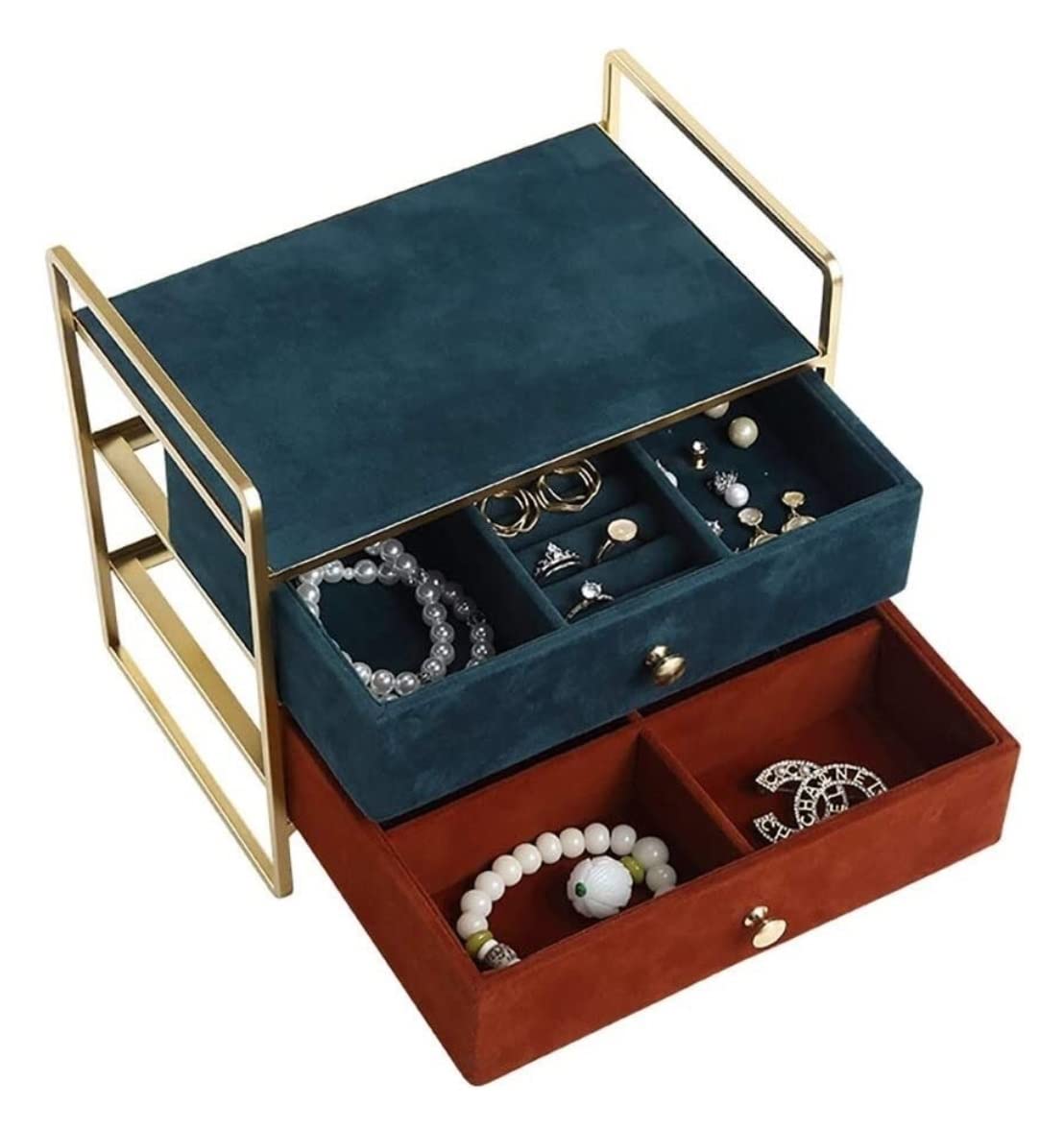 TIANQIHAO Jewelry Box Jewelry Box With 2 Drawers Retro Jewelry Holder Removable Tray Jewelry Storage Case Necklace Ring Earrings Display Case Jewellry Holder