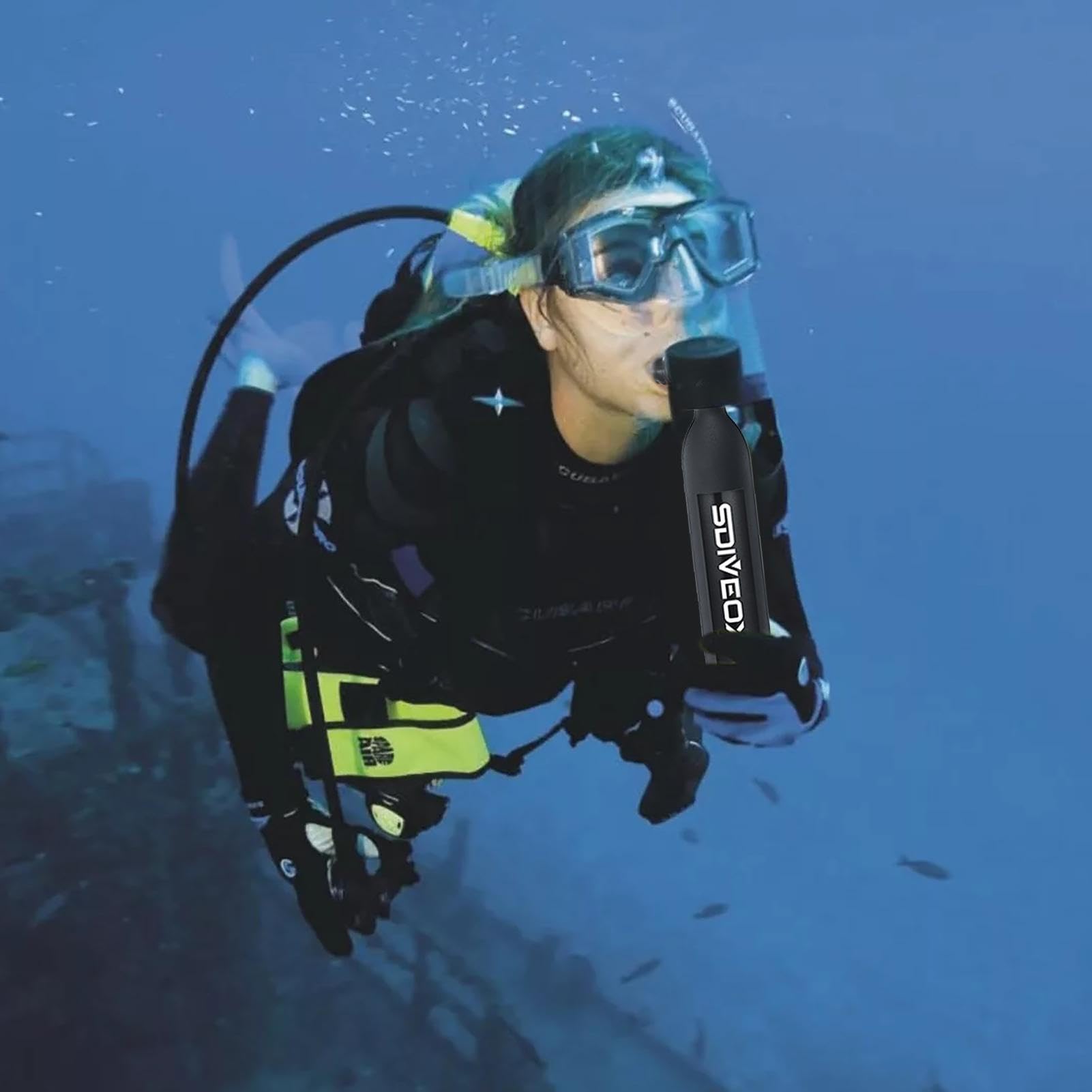 Scuba Diving Tank Equipment - Respirador para Buceo, con Bolsa Almacenamiento, 0,5 l, Bomba Mano diseño Recargable