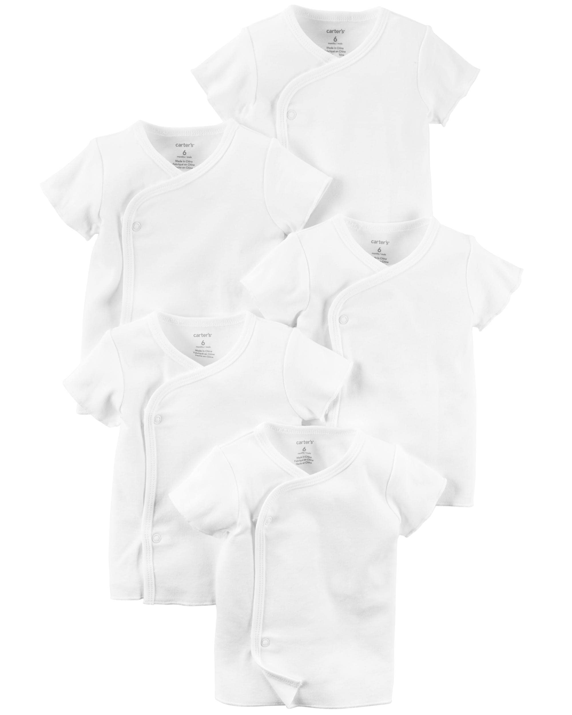 Carter'sCarters Unisex Baby 5-Pack Short Sleeve Side Snap Tee, White, 24M