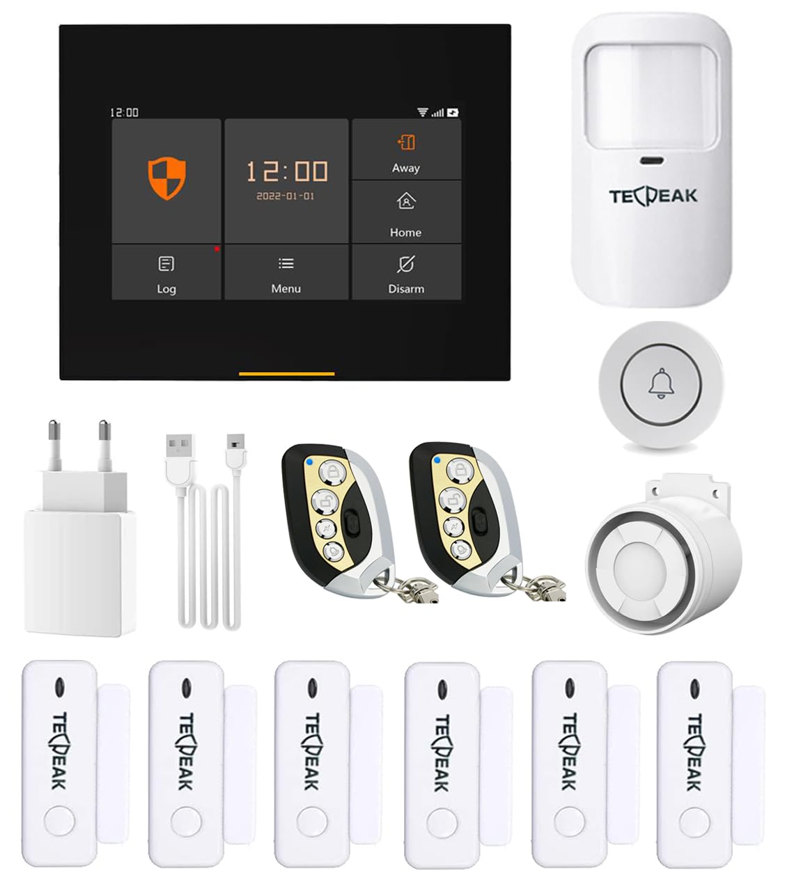 TECPEAK Drahtloses Hausalarmanlage, WLAN- und GSM-Alarm mit Sirenensicherheit, bietet einen hocheffizienten Modus zum Schutz Ihres Hauses und Büros (A6)