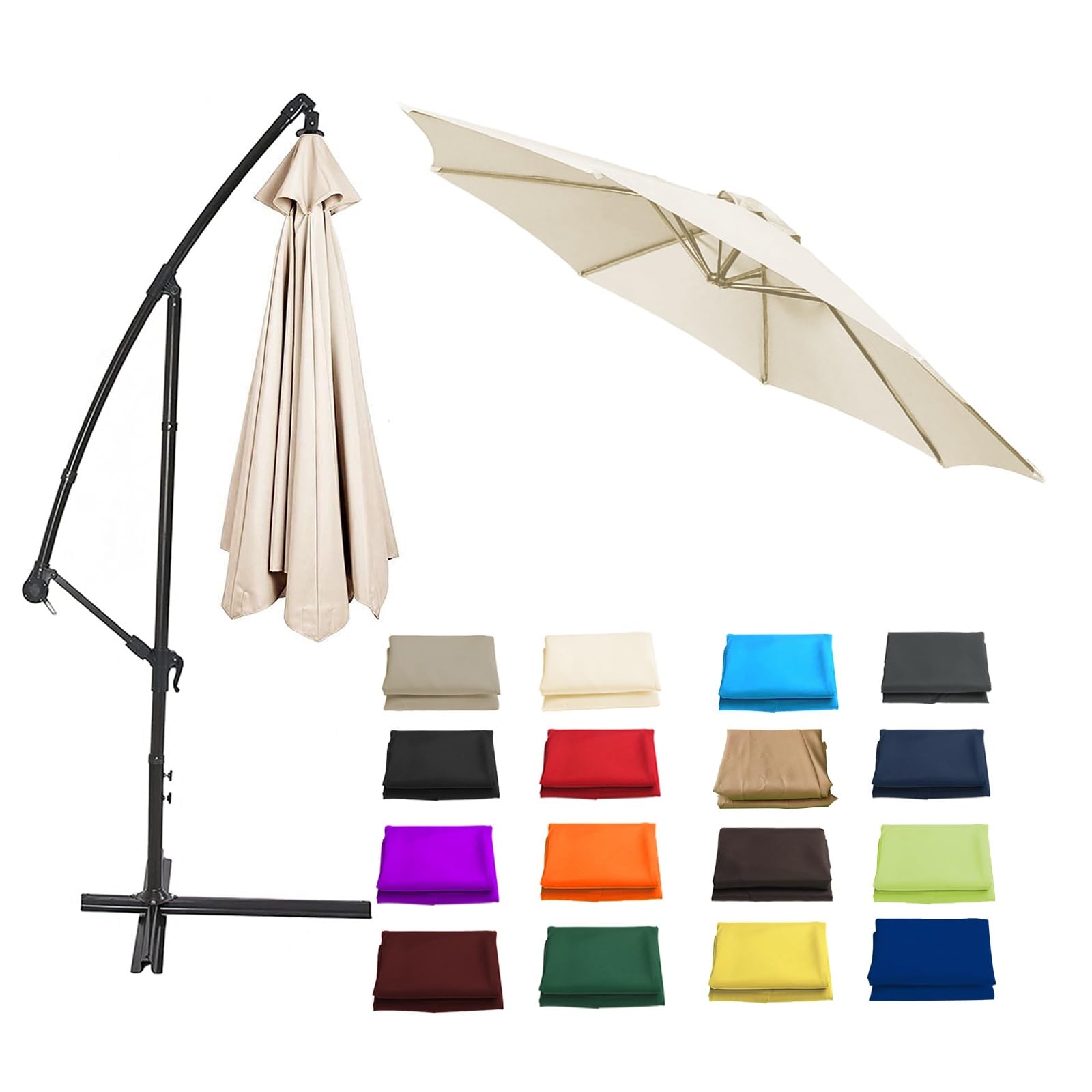 Outdoor Patio Umbrella Replacement Canopy, 2/2.3/2.5/2.7/3/3.50m Replacement Parasol Fabric Cover, Umbrella Replacement Top For 6/8 Ribs(Beige,11.4ft (350cm)/8 Ribs)