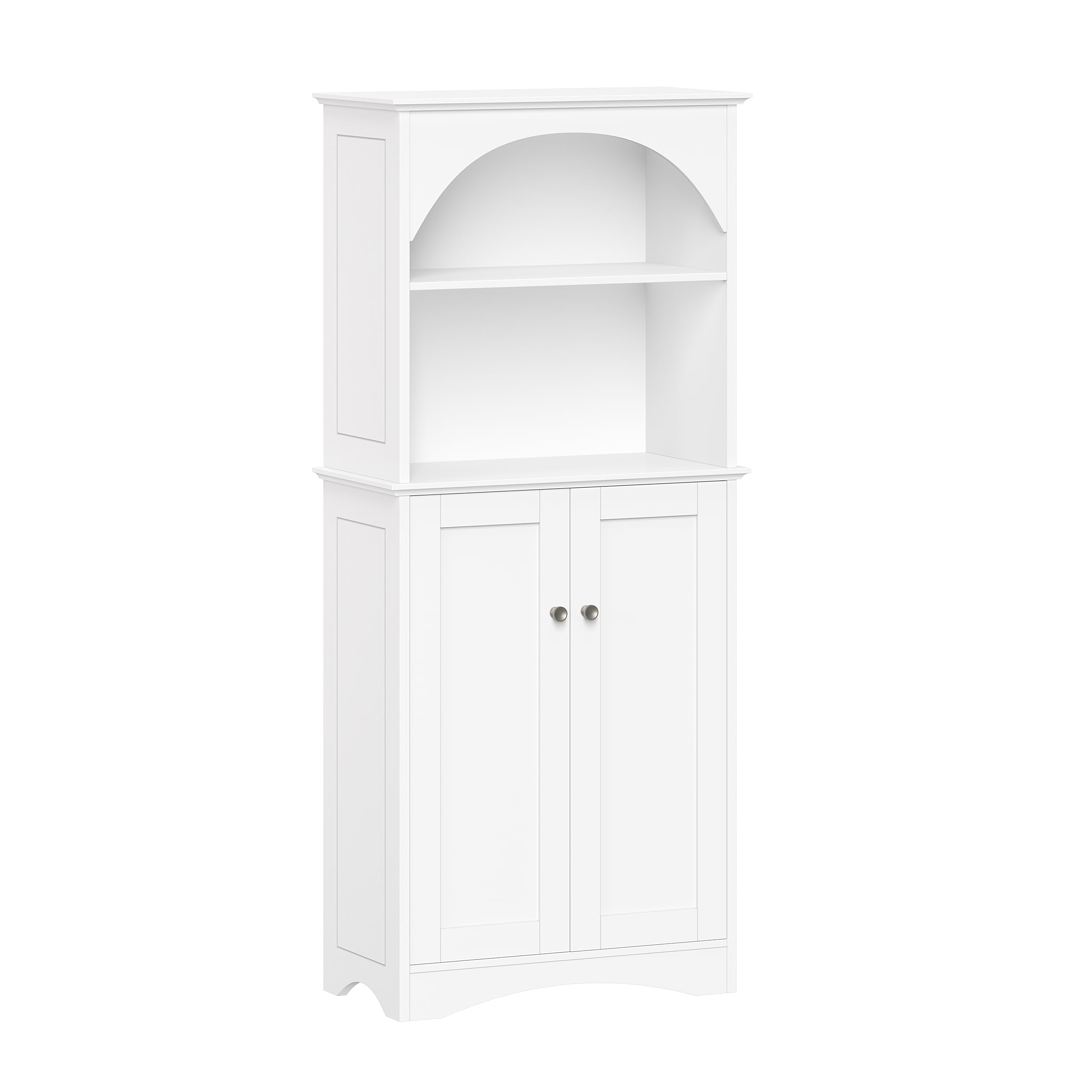 RiverRidge Bristol Tall 2-Door Bathroom Linen Storage Cabinet, White | Soft Close Hinges, Adjustable Shelves, Versatile Arched Design, Storage Cabinet Organizer Shelf