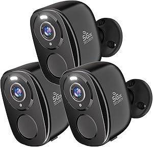 Rraycom 3Pack Security Cameras Wireless Outdoor, 5G/2.4GHz Battery Powered AI Motion Detection Siren Alarm WiFi Home Indoor Camera,2K Color Night Vision, 2-Way Talk, Waterproof, Works/Alexa, Cloud/SD asin的图片