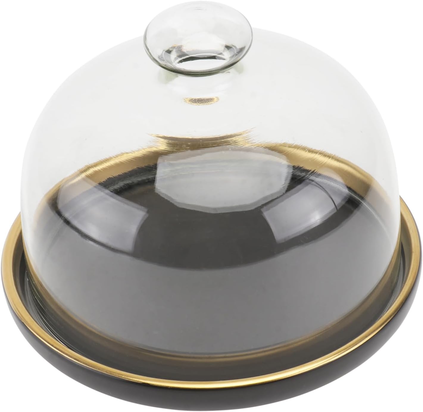 Healifty 1Set Food Cover Ceramic Tray Set with Glass Dome Lid Elegant Cake Plate for Food Preservation for Parties Bbqs and Picnics Dust Design