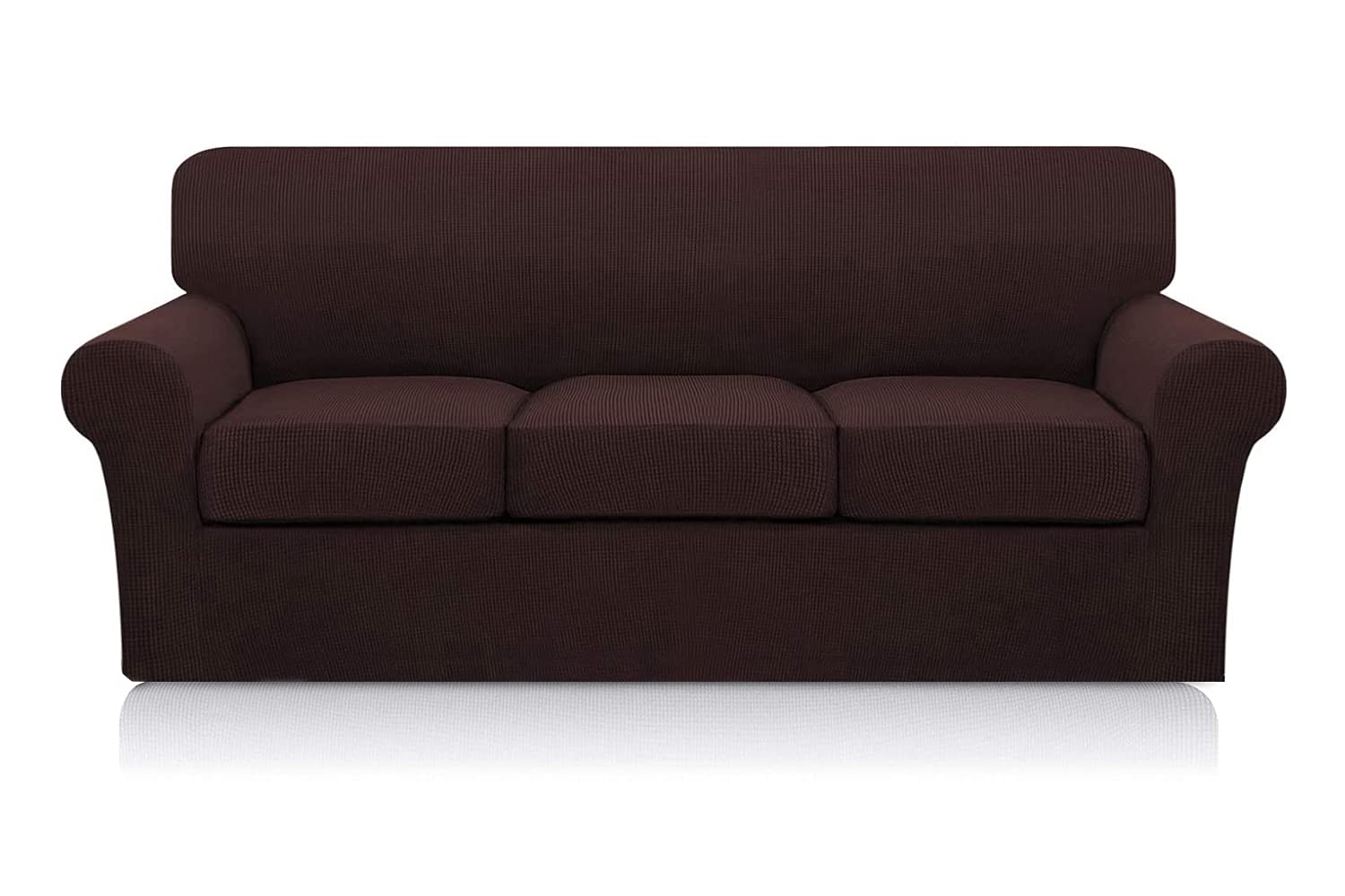 Sofa Slipcovers for 3 Seat Cushion Couch - Separate Sofa Seat Cushion Replacement – Stretchy, Durable, Waterproof Premium Quality Non-Slip Covers - Great Dogs Pets Furniture Protection (Brown)