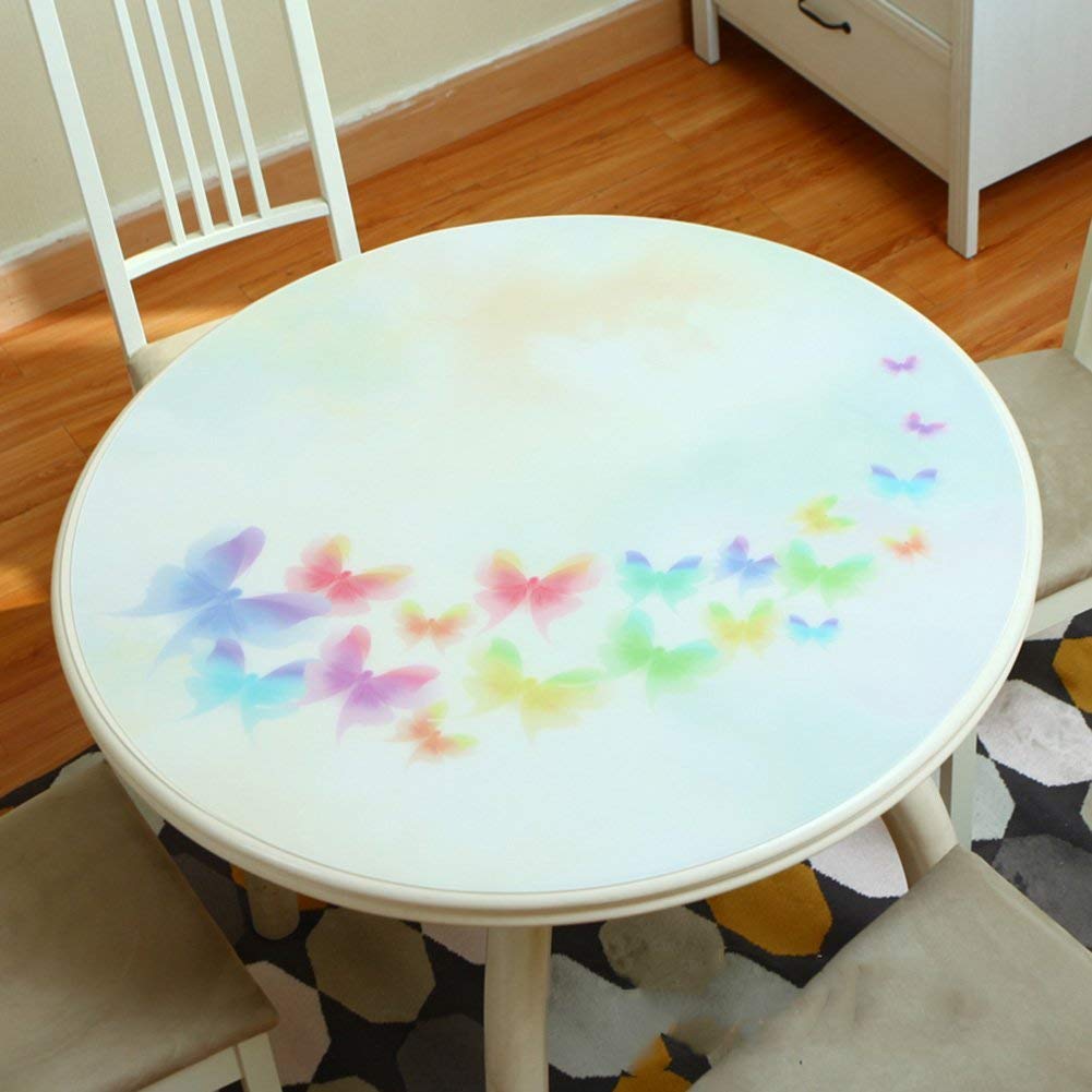 MU Tovaglia del tavolino da Salotto ， Tovaglia Facile da Pulire PVC Rotondo per la casa Tovaglietta di plastica Impermeabile antiscottatura per la casa ， Tovaglia per Ristorante,110 cm