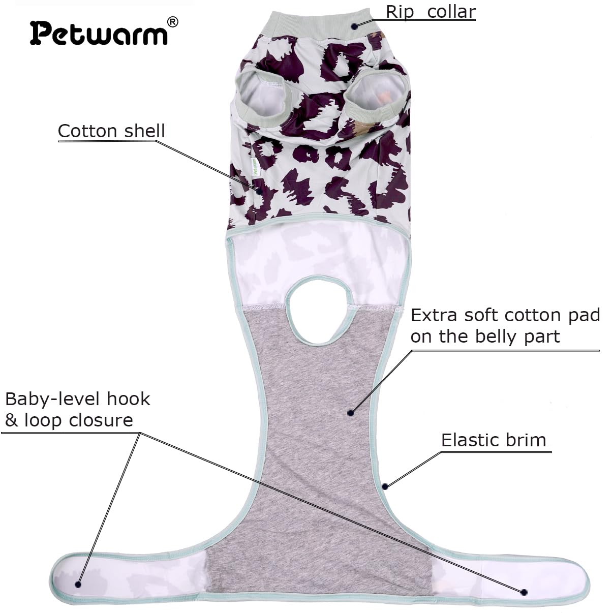PetWarm Dog Post Surgery Suit, After Surgery Onesie for Male Female Dogs Prevents Licking, Cotton Protect Abdominal - Image 2