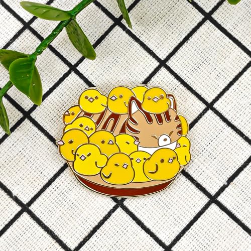 Image of Chickens Love Their Cat Mom - Animal World Series | Premium Enamel Pin - Statement Lapel Pin - Plated Badge for Clothing, Bags, Hats, Jackets, and Lanyards