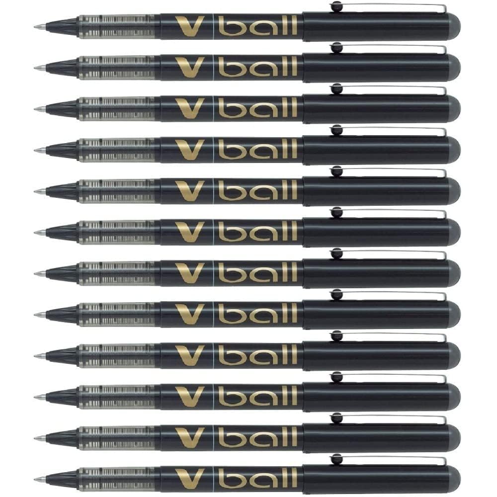 Pilot V-Ball Stylo roller Pointe métal 0,7 mm Encre liquide Noir - Lot de 12