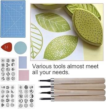 Amazon | 16点セット ゴムハン彫刻刀 消しゴムスタンプセット 消しゴム