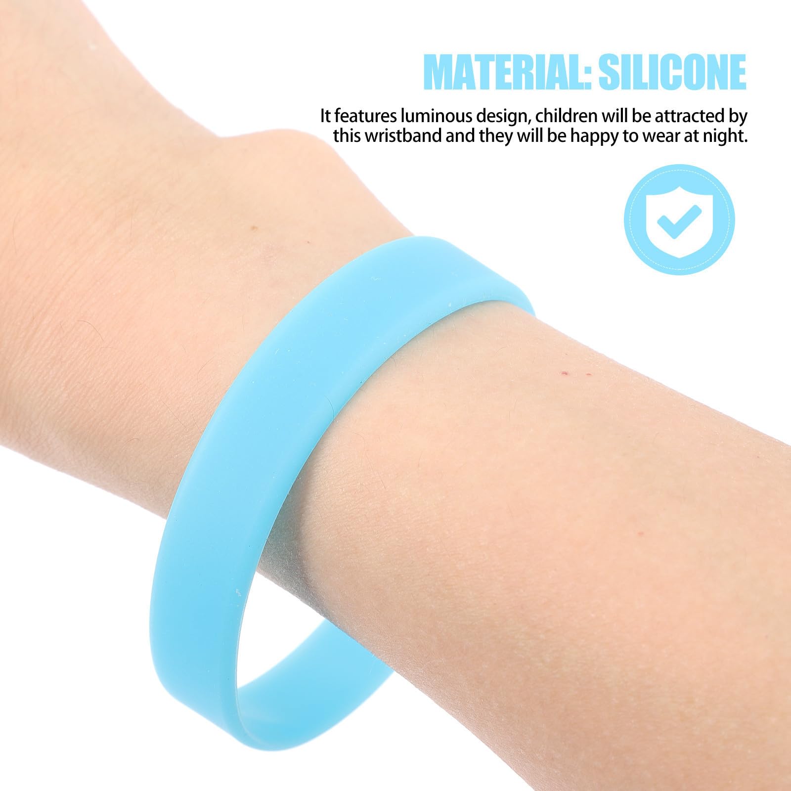 100 Stück Leuchtende Silikonarmbänder im Dunkeln für Kinder Einfaches Design Blau für Kinderpartys und Nächtliche Outdoor Aktivitäten