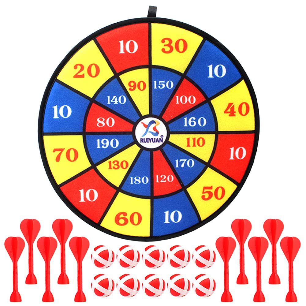 Safe d Games for Kids 14.2 Inches Cloth Fabric Dart d Set with Habing Strap for Boys Girls (Multicolor) -Layfoo