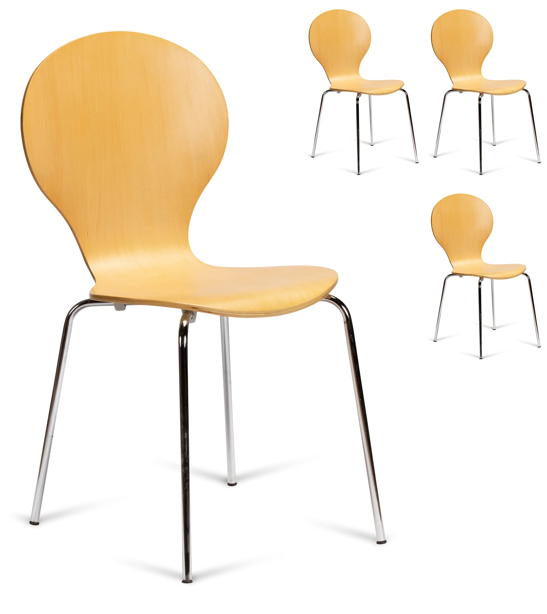 Buy 4 Kimberley Natural and Chrome Metal Keeler Style Stacking Dining