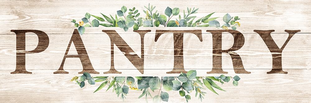Pantry Sign,Pantry Wall Art with Plant Print,Rustic Farmhouse Wall Hanging Plaque Home Kitchen Decorative 4x16 Inch