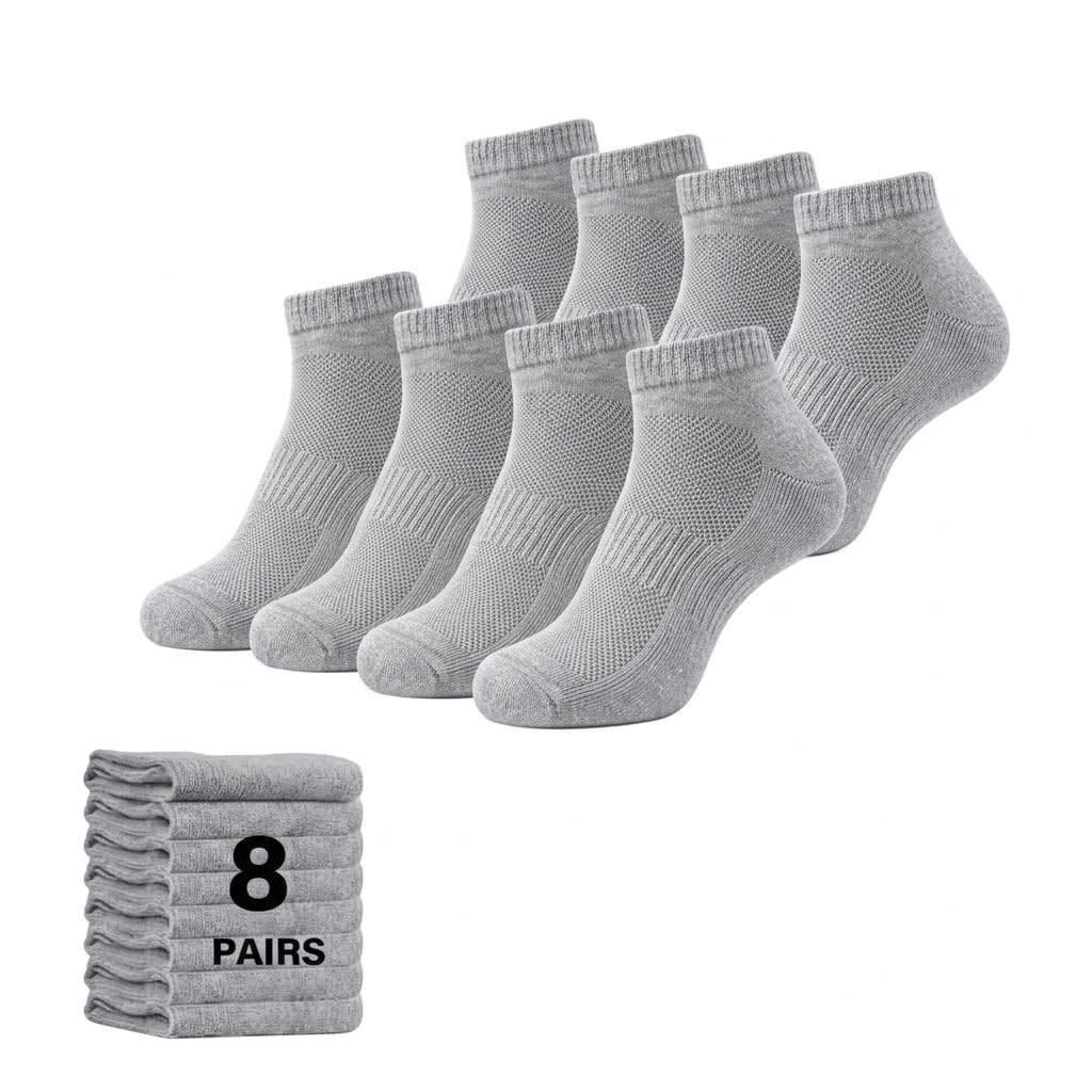 Unisex Cotton Ankle Socks, Low Cut Cushioned Socks Multipack