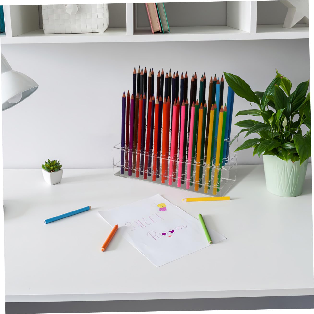 SHINEOFI Présentoir à Stylos Grosse Capacité en Plastique Design Multi-trous et Structure Solide, Résistant à L'usure, pour Organiser Crayons et Pinceaux sur Bureau