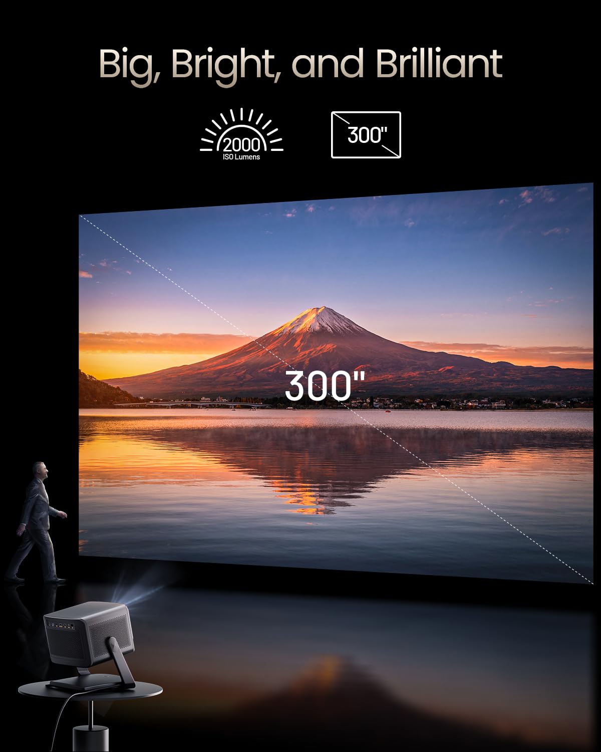 Dangbei DBOX02 Pro 4K Beamer mit Google TV & Netflix, 2000 ISO Lumen, HDR10+, Dolby Audio, 3D Ready, Auto Keystone/Fokus, 300" Bild, WiFi & Bluetooth – Videoprojektor Heimkino für Wohnzimmer & Garten