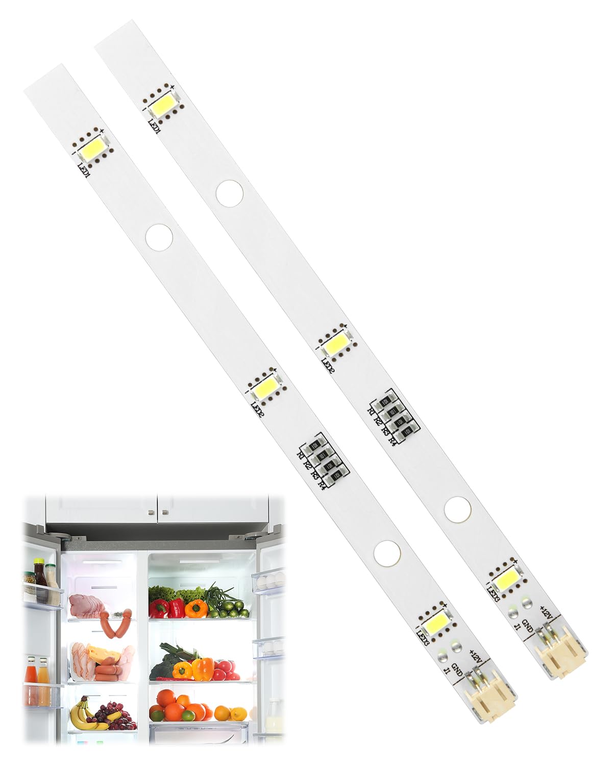 2 Stück LED Kühlschrank Licht für Gorenje Rongsheng Hisense E349766 MDDZ-162A 1629348 DC12V 2W Lichtleisten für Ersatz-Kühlschranklampe kompatibel mit Kenwood KIFF5017 KIFF5020 KIFF7017 KIFF7020
