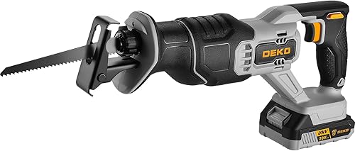 Sierra Recíproca Inalámbrica: DEKOPRO Sierra Recíproca de Energía de Iones de Litio de 20V con Batería y Cargador, Gatillo de Velocidad Variable,