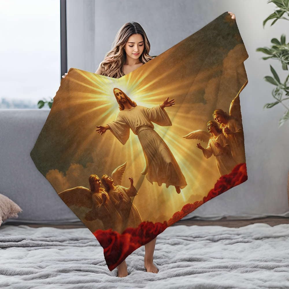 Couverture flanelle épaisse contre le froid motif anges roses