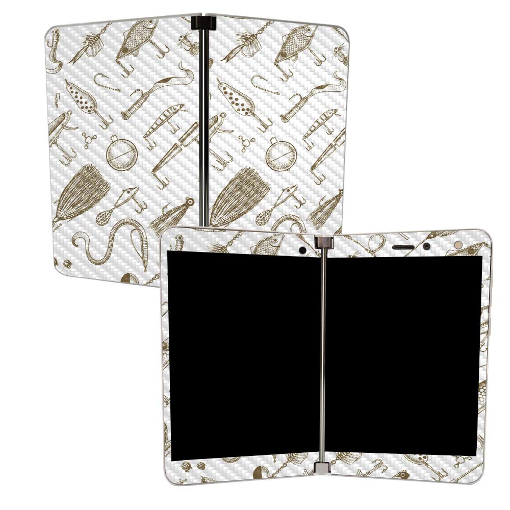 MightySkins Carbon Fiber Skin for Microsoft Surface Duo - Retro Lures | Protective, Durable Textured Carbon Fiber Finish | Easy to Apply, Remove, and Change Styles | Made in The USA