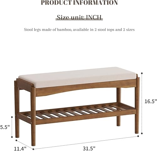 Miniatura 2 de Shoe Bench Entryway Bamboo 2-Tier Shoe Rack with Cushion Padded Seat Shoe Bench Organizer Stable for Entry, Hallway, Living Room, Bedroom, Closet