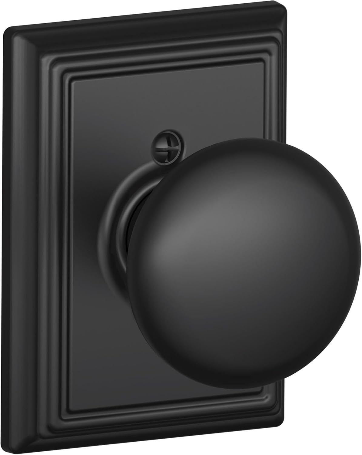 SCHLAGE F170-PLY-ADD Plymouth Non-Turning One-Sided Dummy Door Knob with Decorative Addison Rosette - Matte Black