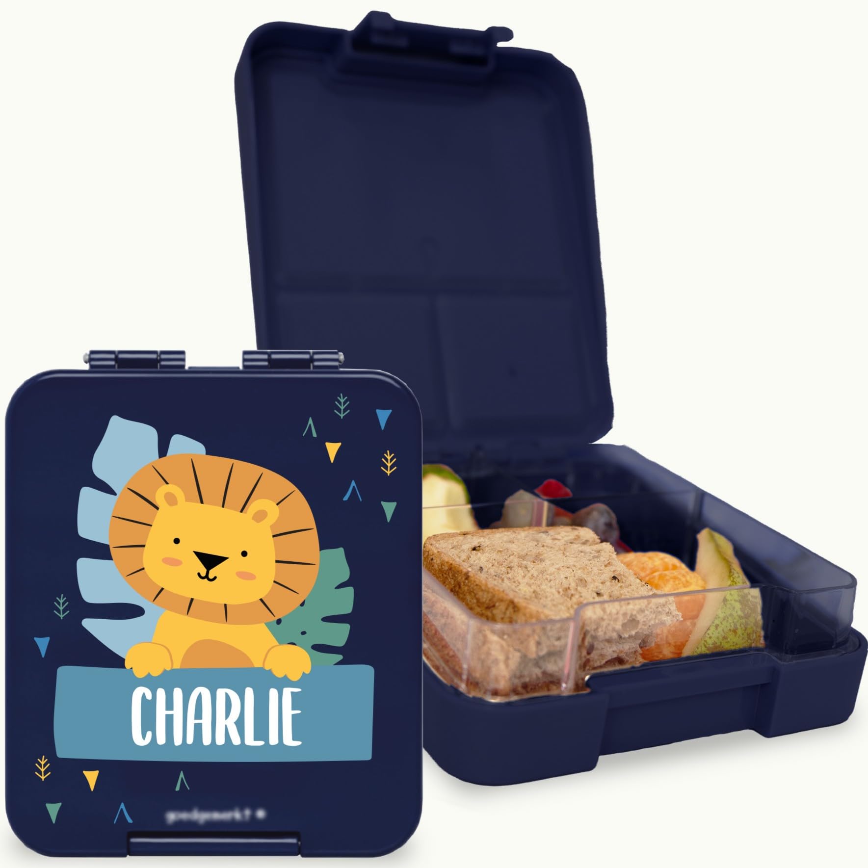 EASY2NAME Personalised Children’s Lunch Box, Water-Resistant, Dishwasher and Microwave Safe. Design with Theme. Colour: (Darkblue)