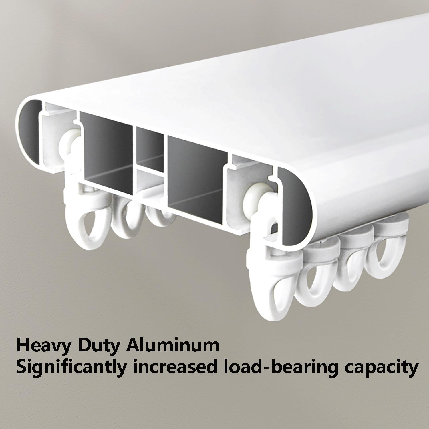 Rideau de plafond en aluminium à double rail pour salon, chambre à coucher, rideaux robustes pour douche de plafond suspendu de 1,7 m