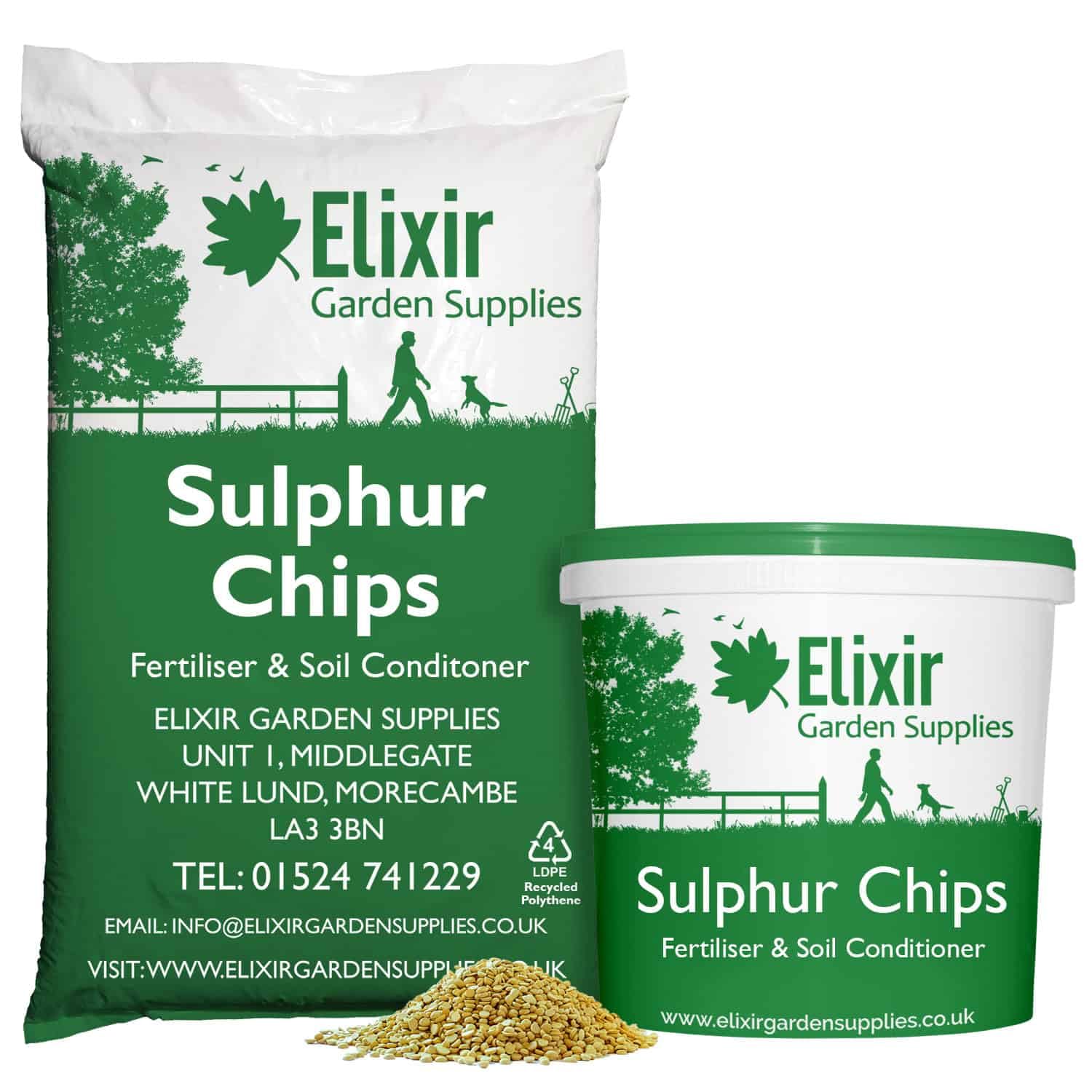 Elixir Gardens Sulphur Chips Pastilles Soil Acidity Fertiliser | Granular Alkaline Soil Amendment & Booster for Acidic & Ericaceous Plants | 4kg Bag โ image 1