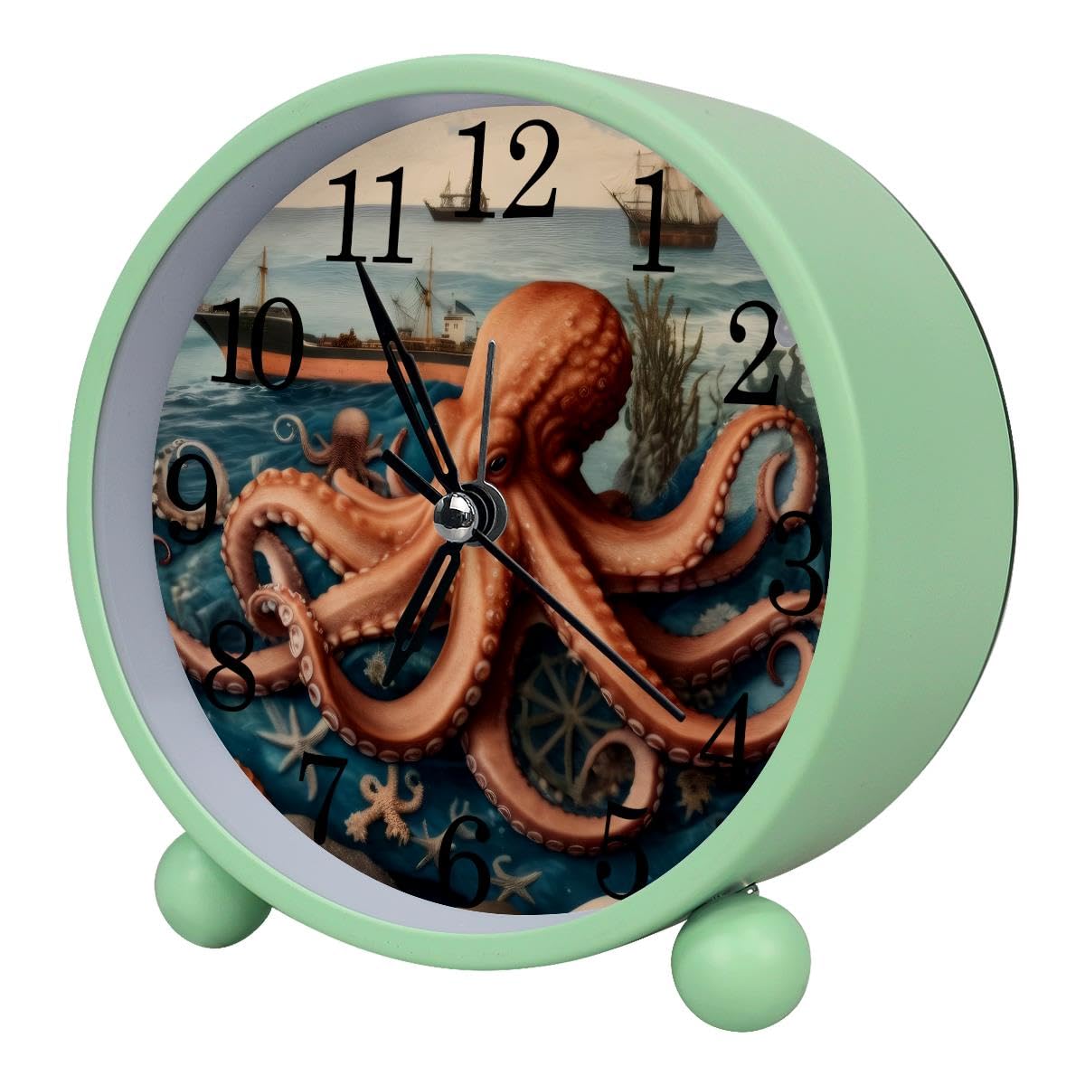 Luoweisi Alarm Clock Octopus, Silent Non-Ticking with Night Light