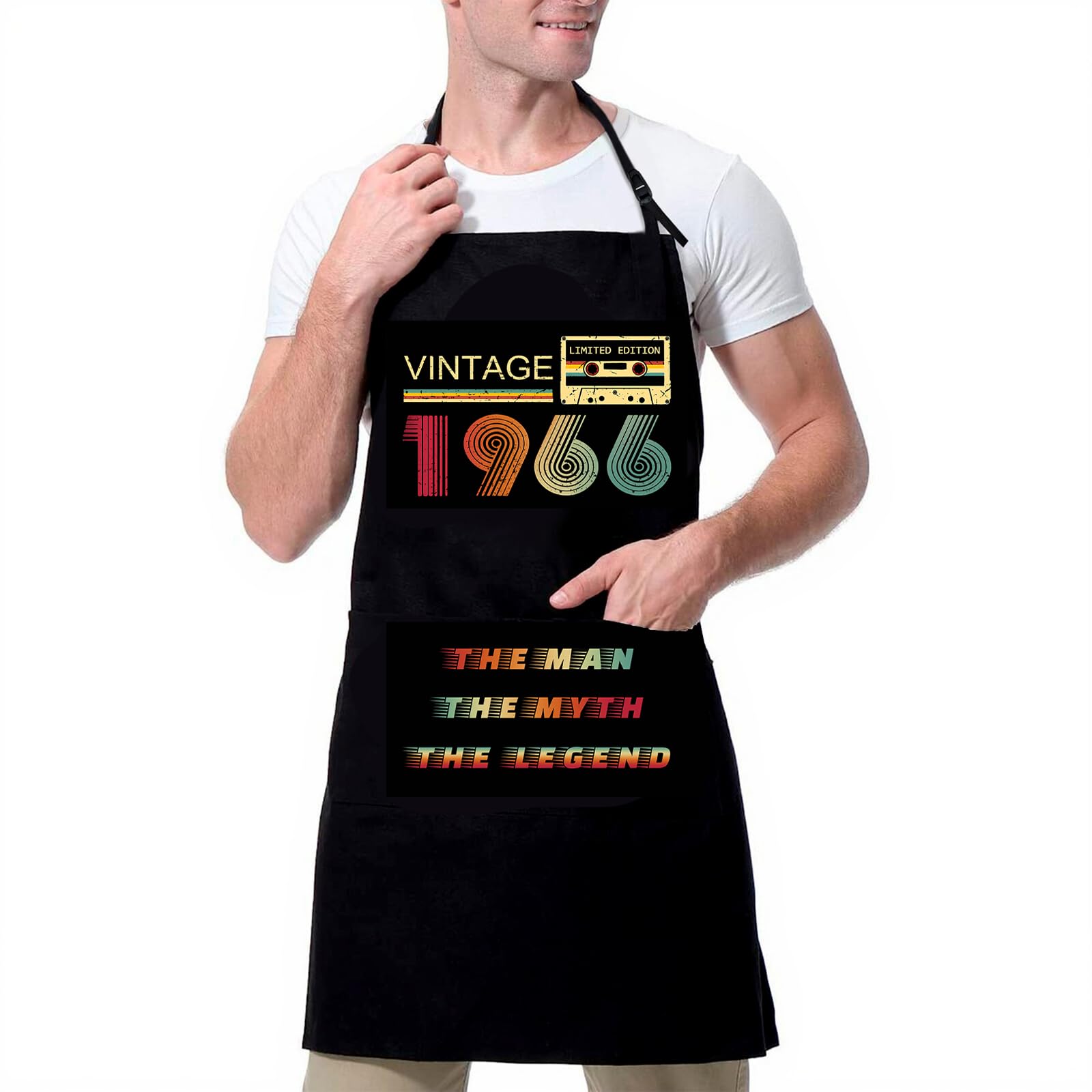 XAIVEZL 1966 60th Birthday Gifts for Him Mens Apron for Grilling BBQ
