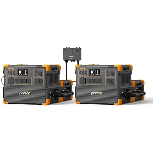 PECRON Two E3600LFP Portable Power Station with 240V Double Voltage Hub and Two Extra Batteries, 3072Wh Power Station, 3600W LiFePO4 Battery Backup, Solar Generator for Home Use, RV, Camping