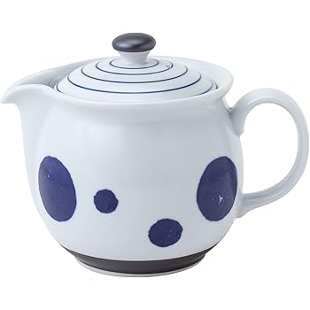 西海陶器 波佐見焼 ナイス ポット 急須 丸紋ライン スーパー ステンレス 茶こし付 450 ml 14049