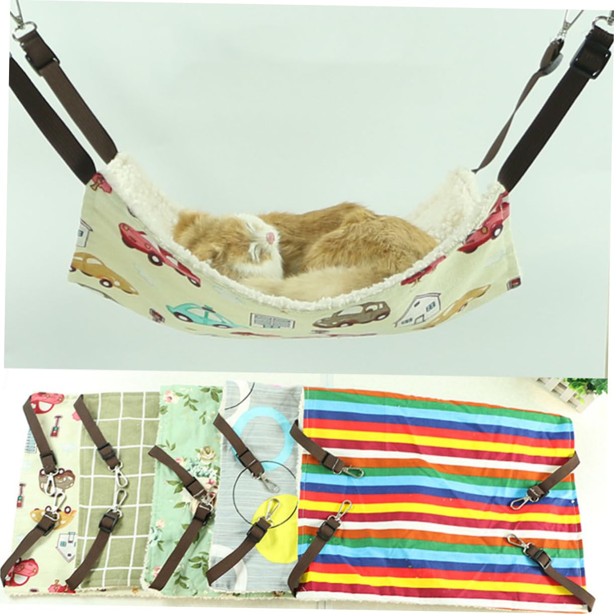 ABOOFAN Lot De 3 Hamacs Double Couche en Toile pour Chat Cage pour Animaux De Compagnie Perméable À Lair Chaud pour Petits Chiens Taille Aléatoire