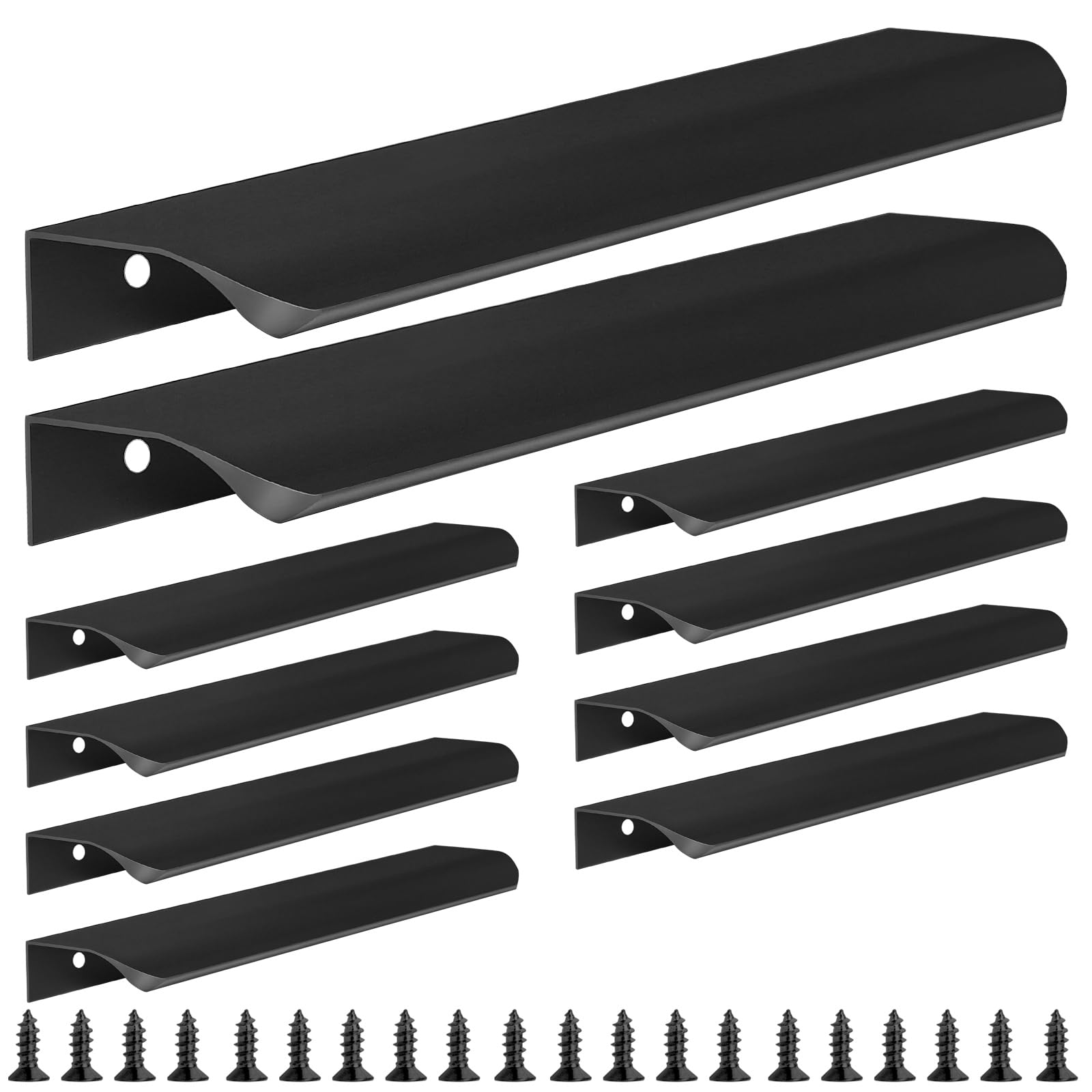 Malimali 10 Pack Black Finger Edge Pulls for Cabinets Wardrobes 7.87" Drawer Pulls Kitchen Cabinet Handles Modern Aluminum Concealed Tab Pulls for