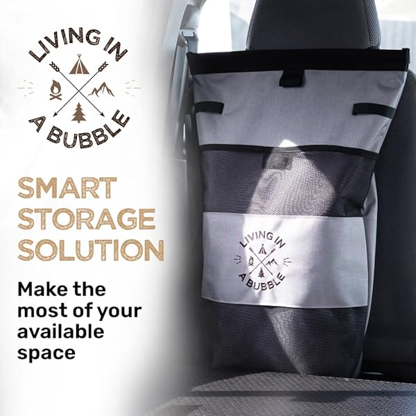 Living in a Bubble Premium Utility Bag for Campervans and Cars - Laundry Bag, Multipurpose Seatback Bag & Seat Back Organizer - Vanlife Accessory & Van Storage Solution - Grey - Image 5
