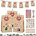 YISKY Adventskalender Kraftpapiertüten, Adventskalender Selbstbefüllen, Kraftpapier Geschenktüten, Geschenk Papiertasche Weihnachten, Kommt mit kleinem Adventsaufkleber, 24 Clip und 10 m Schnur
